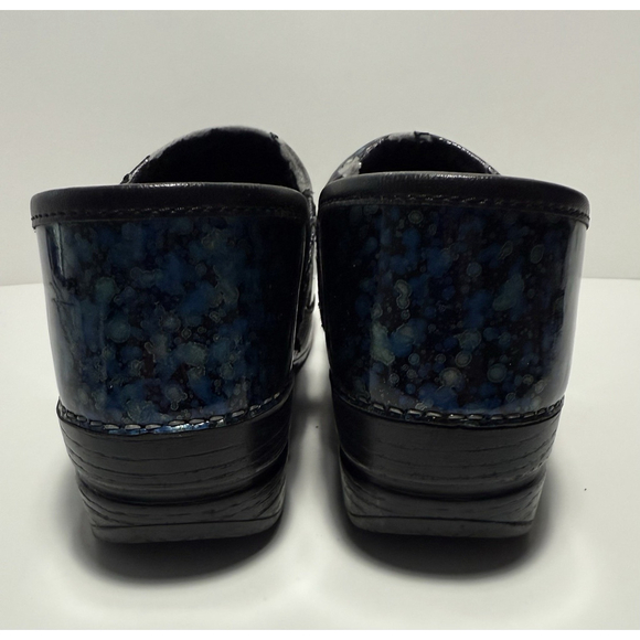 Dansko Engraved Floral Black-Blue Metallic Professional Clog Nurse Shoes Size 38 - Picture 7 of 16